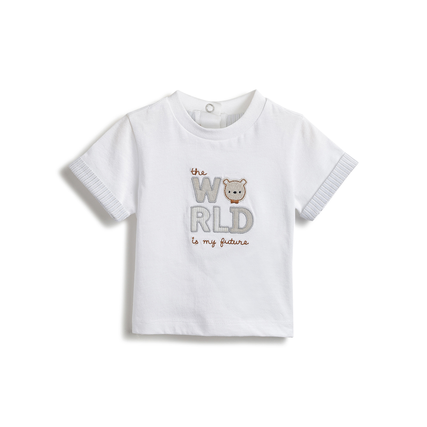 Boys Dark Blue Graphic Printed Short Sleeve T-Shirt-White